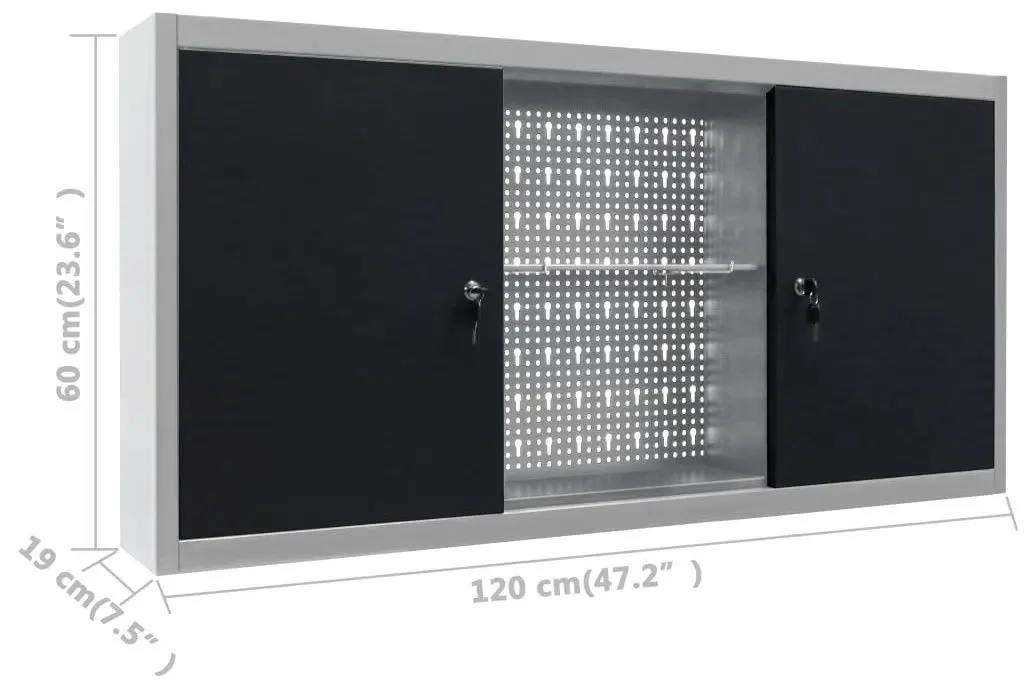 Подвесной шкаф для инструментов VidaXL 145366 (Grey/Black) - 8