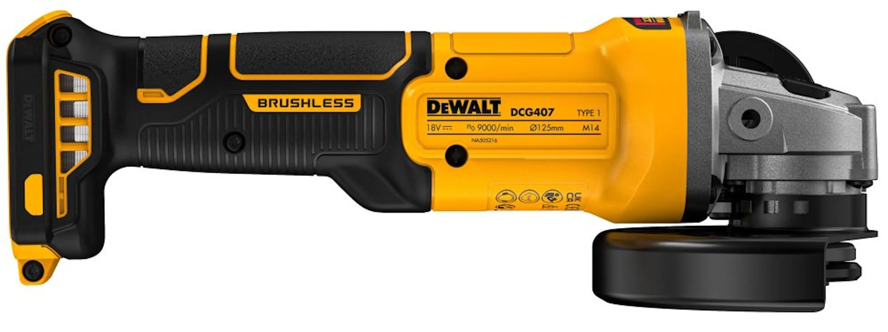 Аккумуляторная угловая шлифмашина Dewalt DCG407N - 4