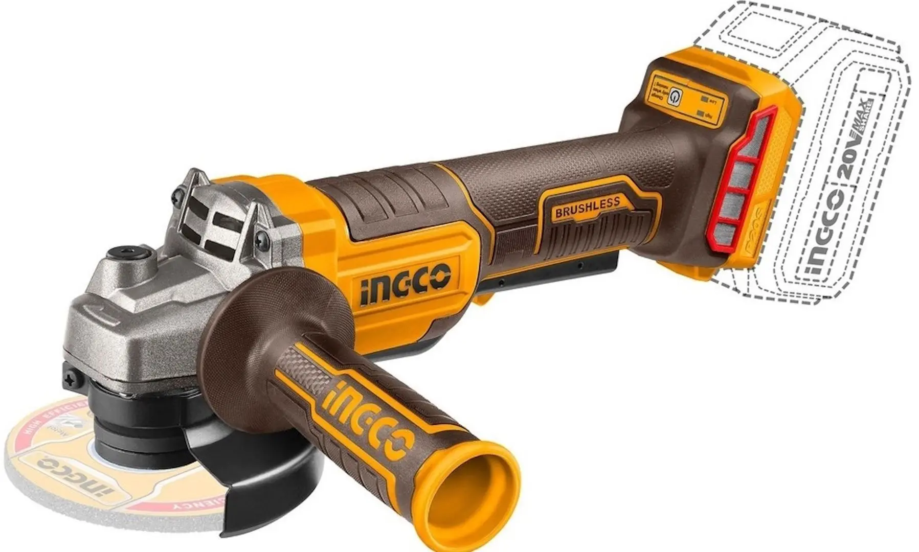 Аккумуляторная угловая шлифовальная машина Ingco CAGLI2111561 - 2