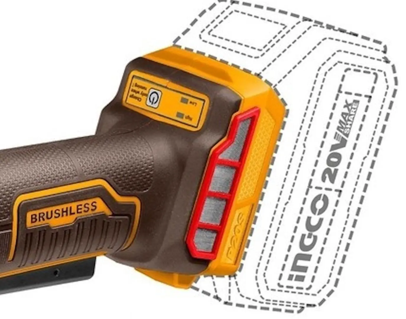 Аккумуляторная угловая шлифовальная машина Ingco CAGLI2111561 - 3