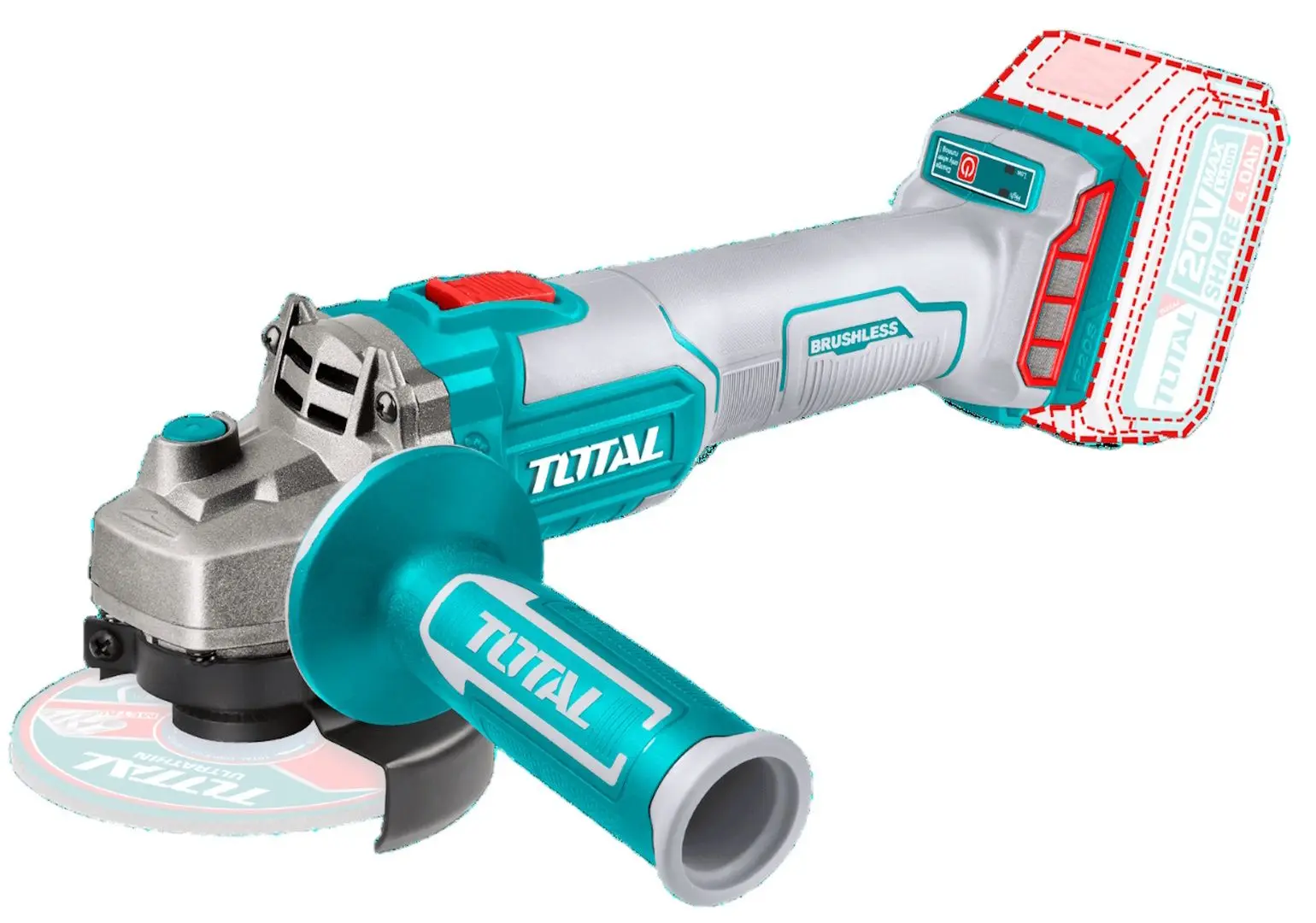 Аккумуляторная углошлифовальная машина Total TAGLI201258