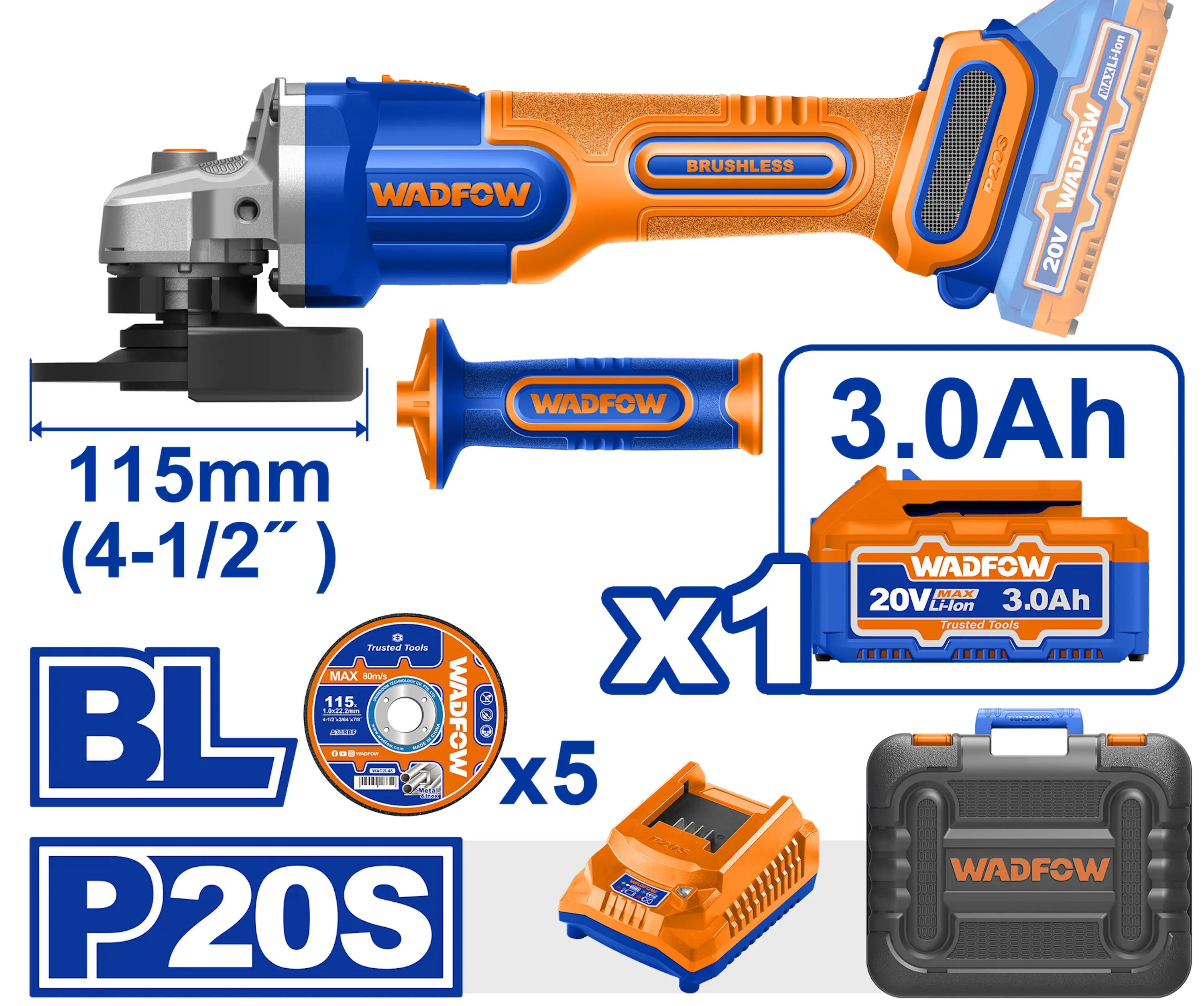 Masina de slefuit unghiulara cu acumulator Wadfow WLAP522 - 3