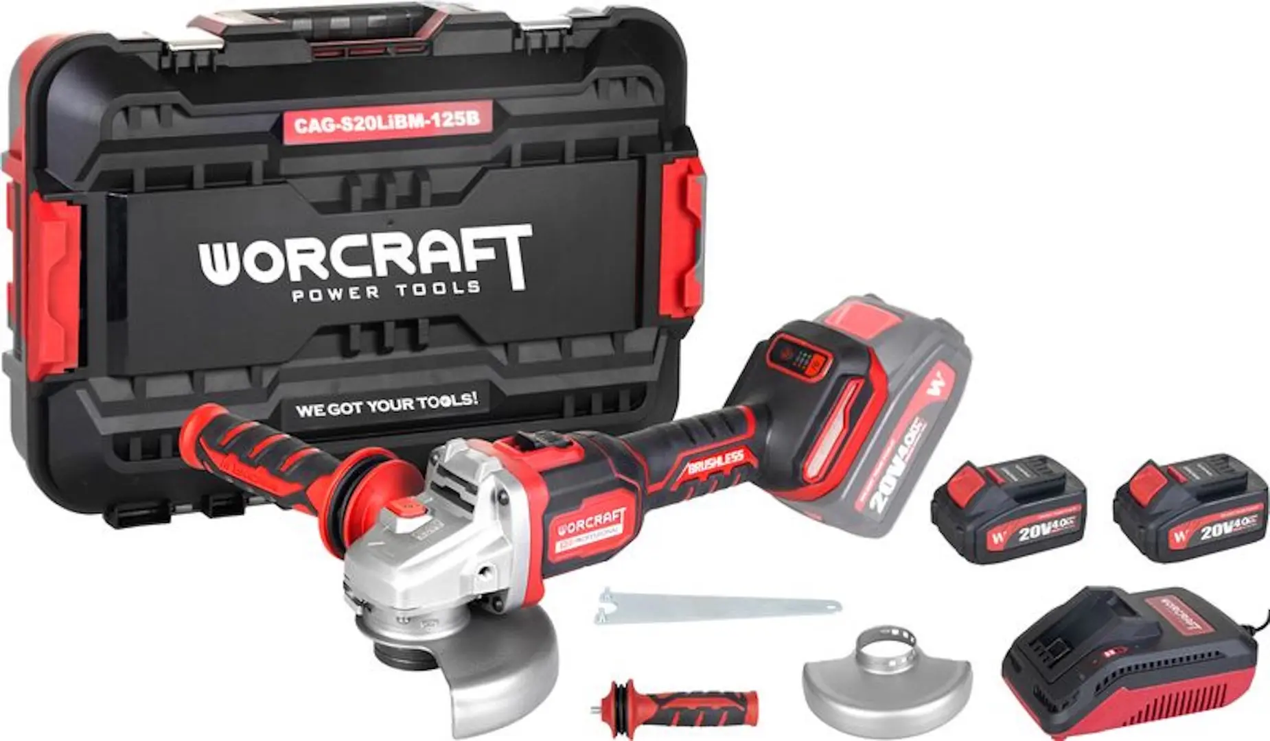 Аккумуляторная угловая шлифмашина Worcraft CAG-S20LiBM