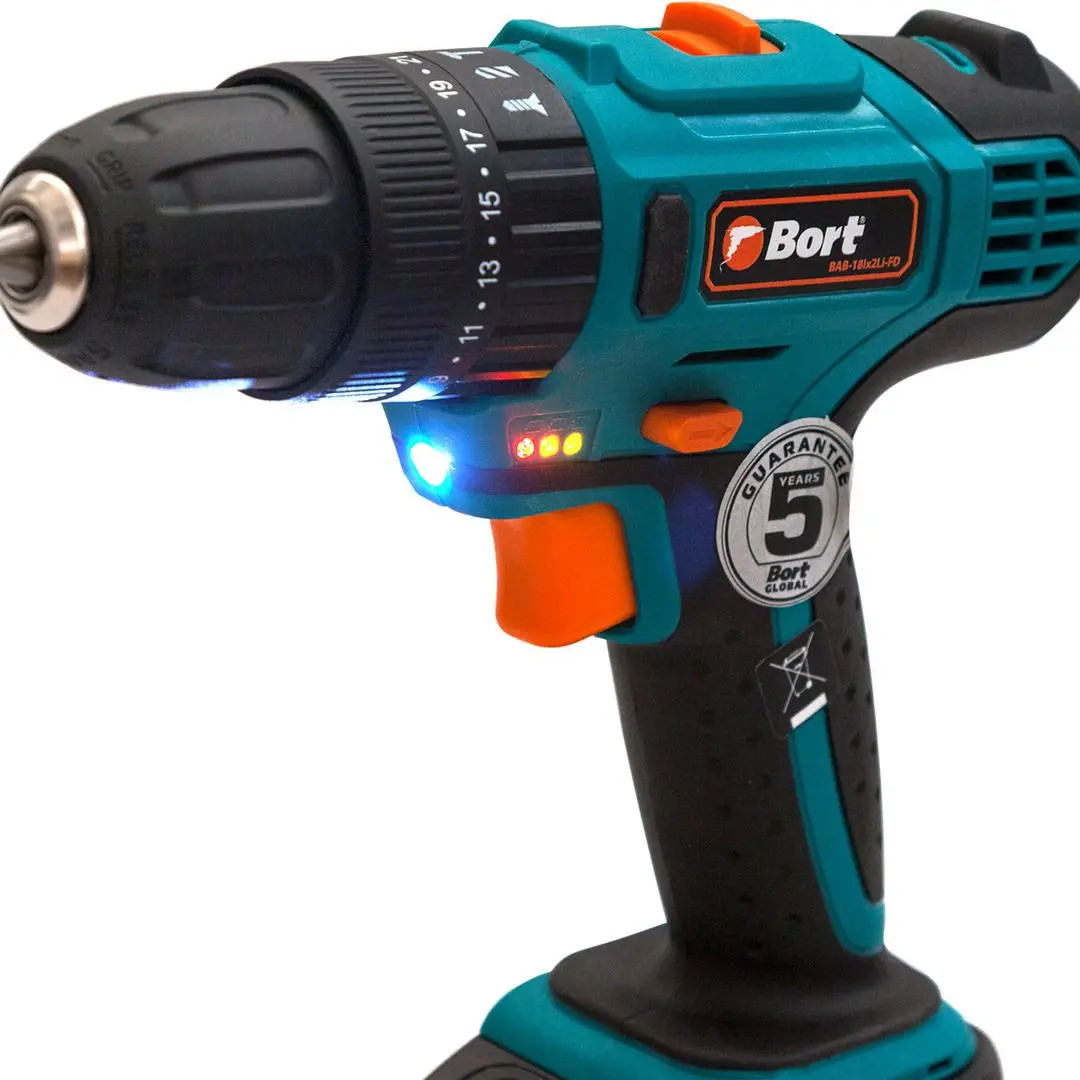 Аккумуляторная дрель-шуруповерт Bort BAB18Ix2Li-FD Set - 5