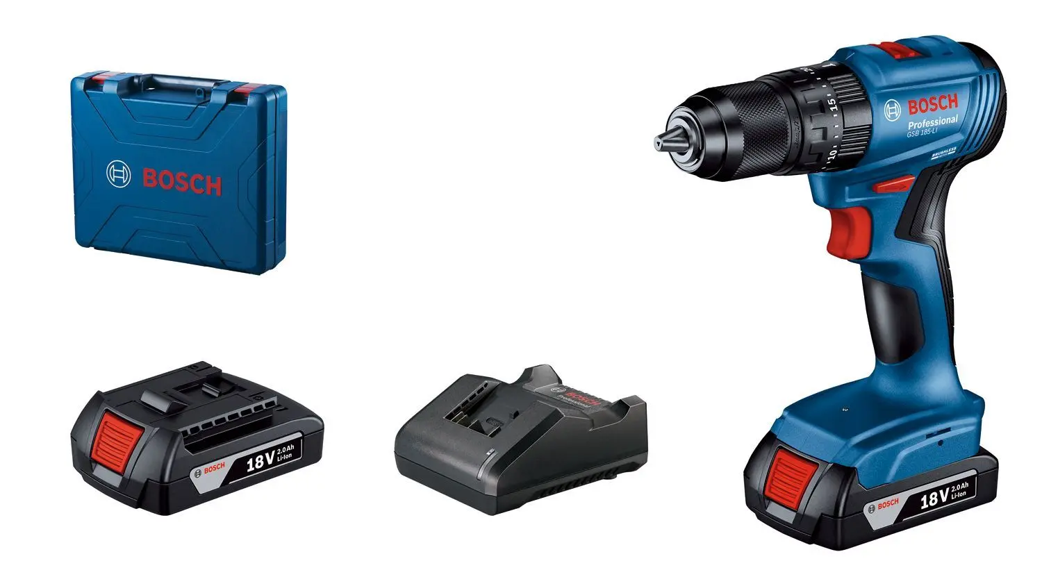 Аккумуляторная дрель-шуруповерт Bosch GGSB 185-LI + GBA 18V 2.0Ah 2 + GAL 18V-20