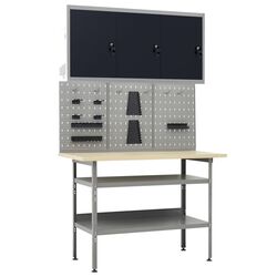 Стол с органайзером + шкафчик VidaXL 3053436 (Grey/Black)