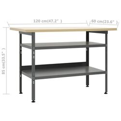 Стол с органайзером + шкафчик VidaXL 3053436 (Grey/Black) Thumb