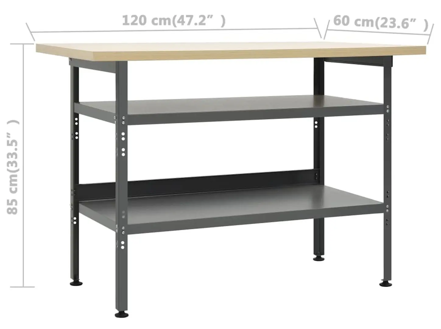 Стол с органайзером + шкафчик VidaXL 3053436 (Grey/Black)