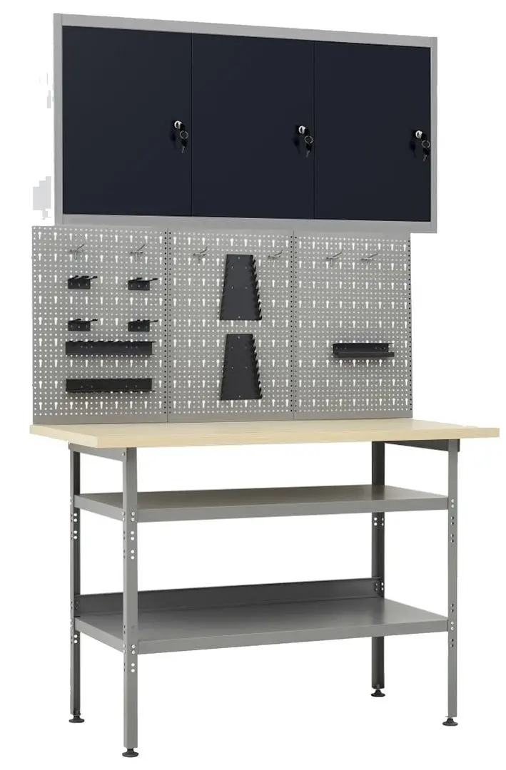 Стол с органайзером + шкафчик VidaXL 3053436 (Grey/Black)