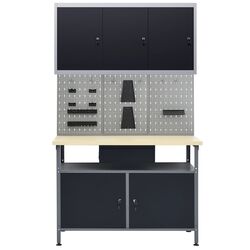 Стол с органайзером + шкафчик VidaXL 3053437 (Grey/Black) Thumb