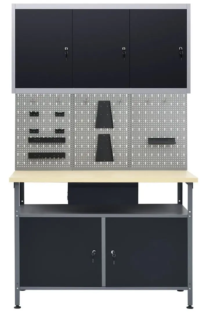 Стол с органайзером + шкафчик VidaXL 3053437 (Grey/Black)