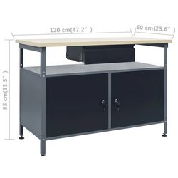 Стол с органайзером + шкафчик VidaXL 3053437 (Grey/Black) Thumb