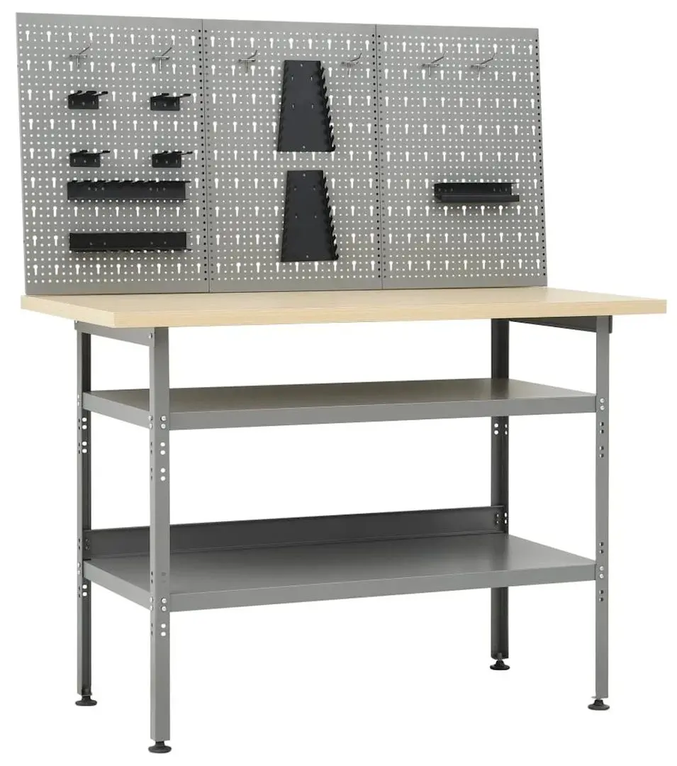 Masa cu organizator VidaXL 3053426 (Grey/Black)