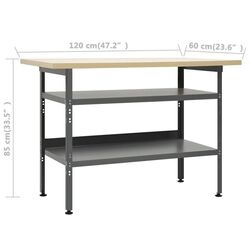 Masa cu organizator VidaXL 3053426 (Grey/Black) Thumb