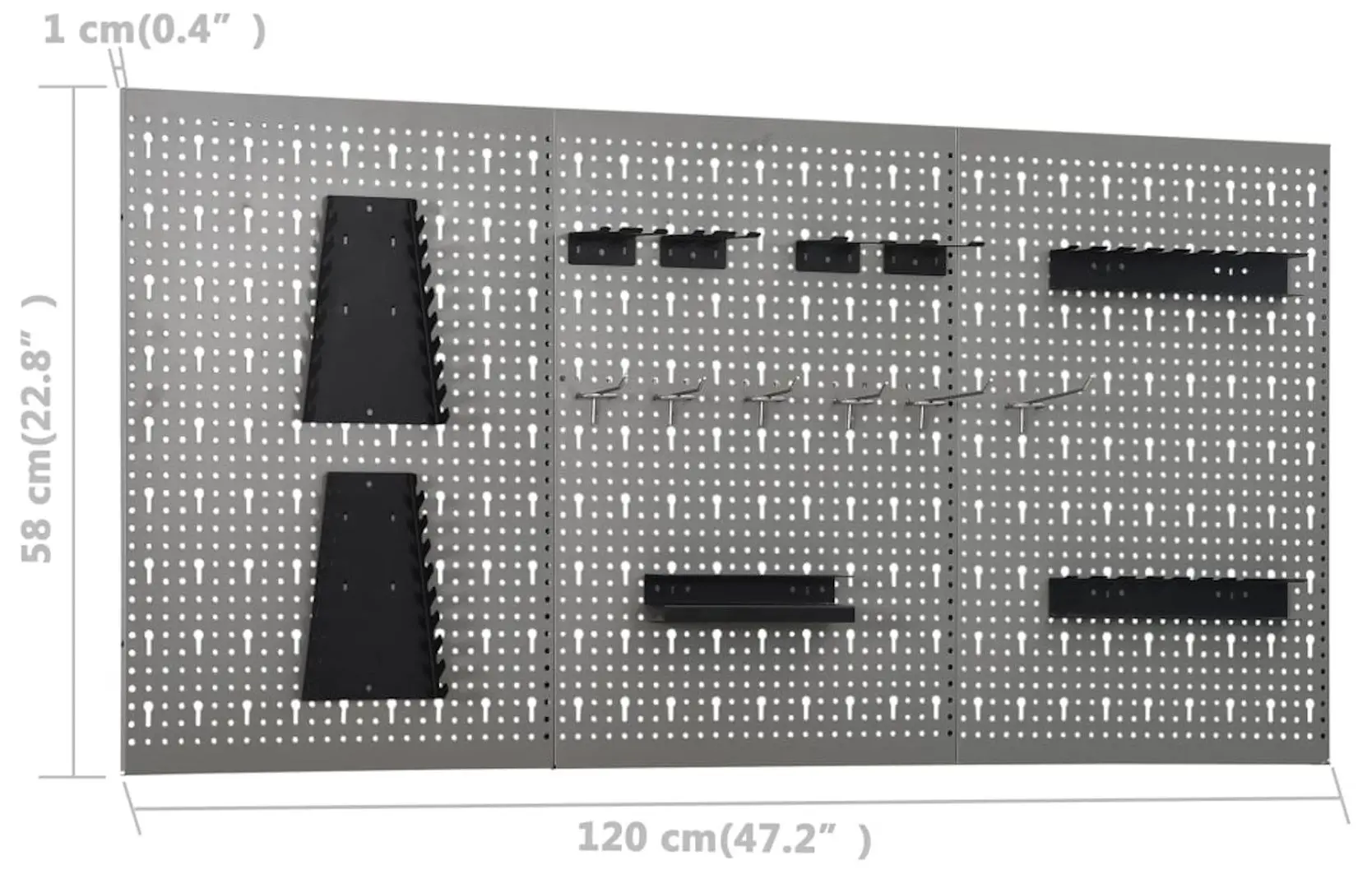Masa cu organizator VidaXL 3053426 (Grey/Black)