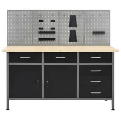 Стол с органайзером VidaXL 3053430 (Grey/Black) Thumb