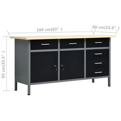 Стол с органайзером VidaXL 3053430 (Grey/Black) Thumb