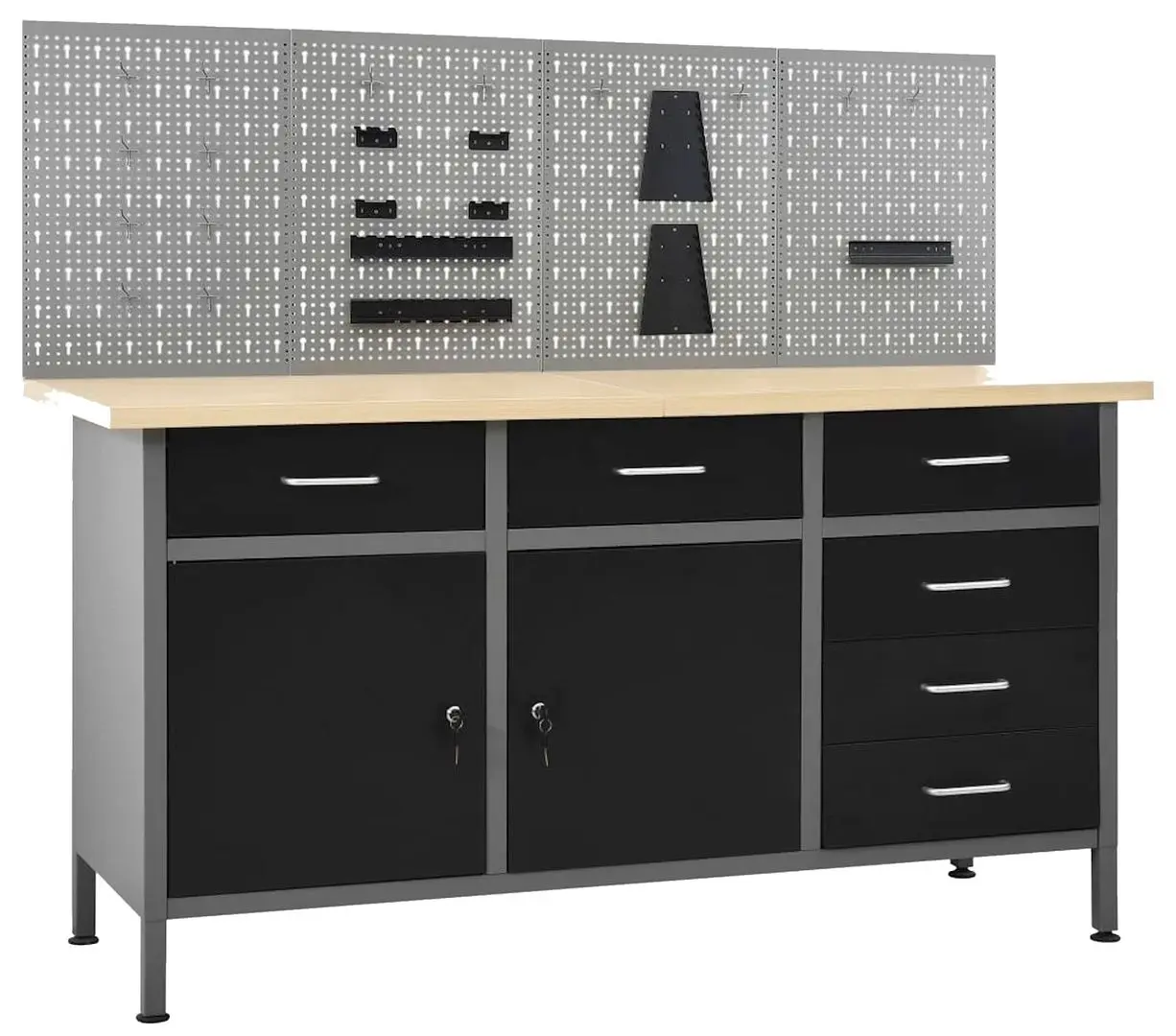 Стол с органайзером VidaXL 3053430 (Grey/Black)