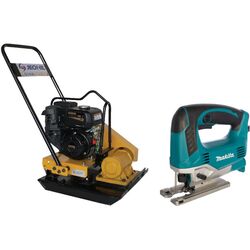 Set placa compactoare pe benzina + ferastrau vertical Jeonil JPC-100 K + JV0600