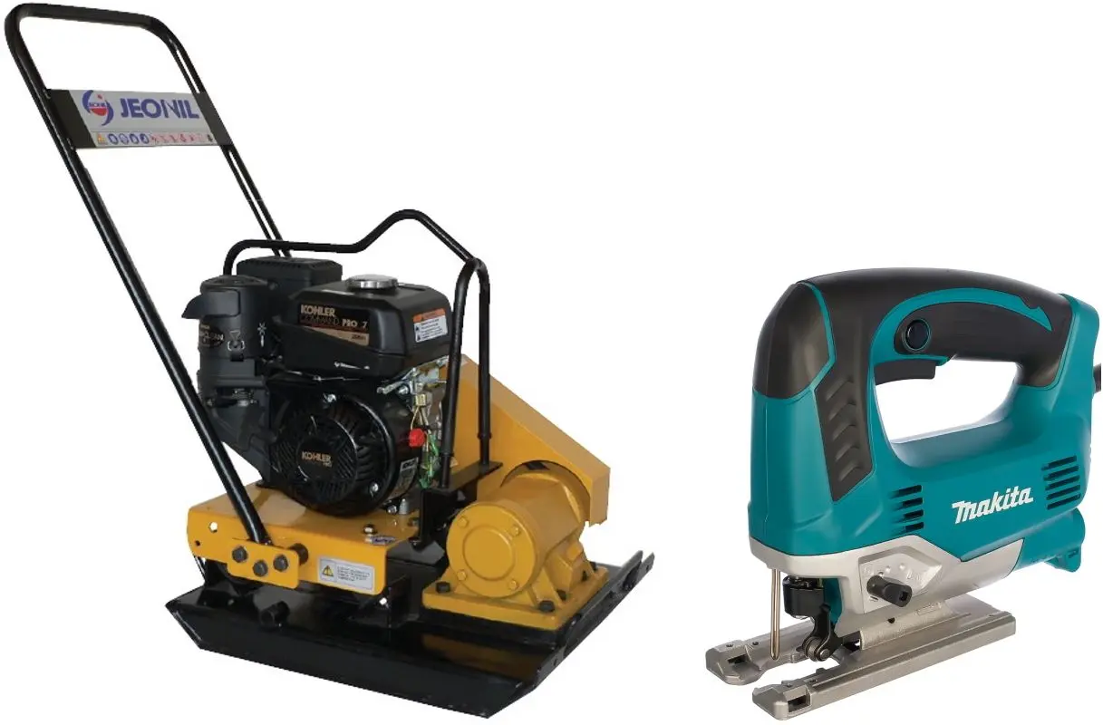 Set placa compactoare pe benzina + ferastrau vertical Jeonil JPC-100 K + JV0600