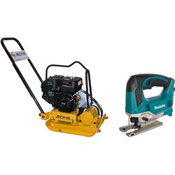 Set placa compactoare pe benzina + ferastrau vertical Jeonil JPC-90 WTK + JV0600