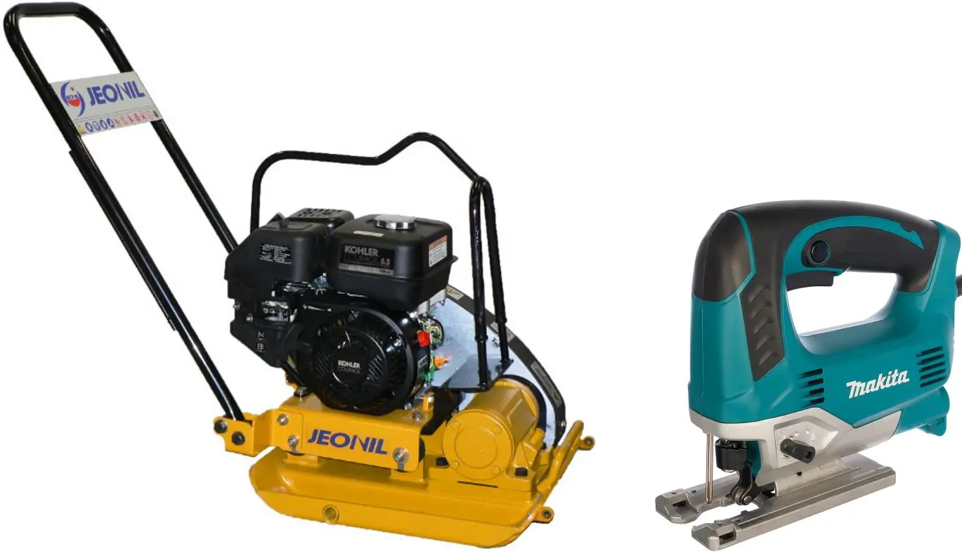 Set placa compactoare pe benzina + ferastrau vertical Jeonil JPC-90 WTK + JV0600