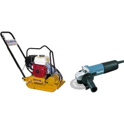 Set placa compactoare pe benzina + polizor unhiular Jeonil JPC-90 WT + 9558HNR