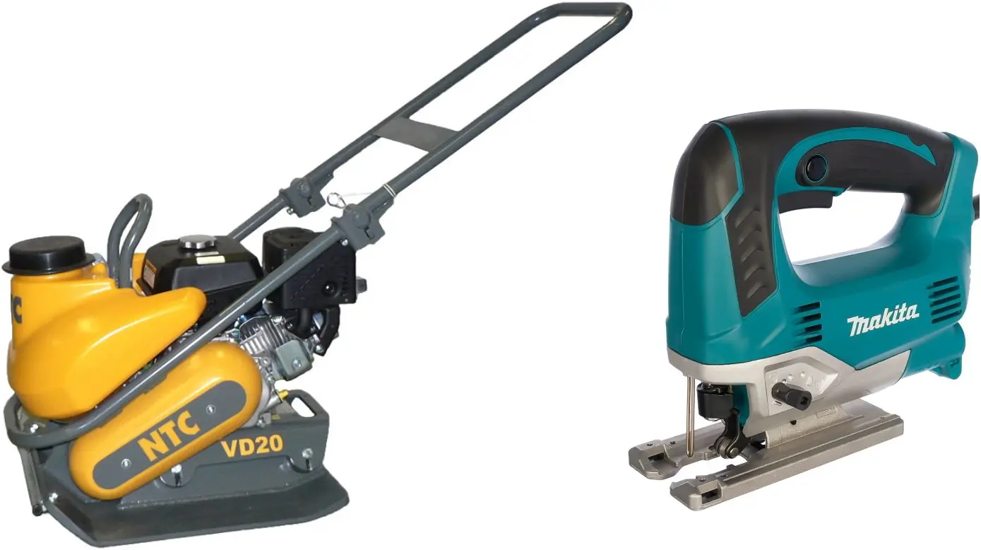 Set placa compactoare pe benzina + ferastrau vertical NTC Elegant VD 20 K + JV0600