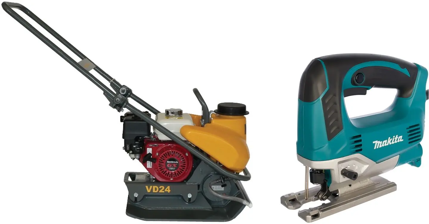 Set placa compactoare pe benzina + ferastrau vertical NTC Elegant VD24 + JV0600