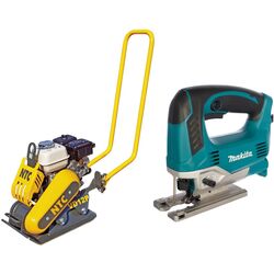 Set placa compactoare pe benzina + ferastrau vertical NTC Praktik VD 12P + JV0600