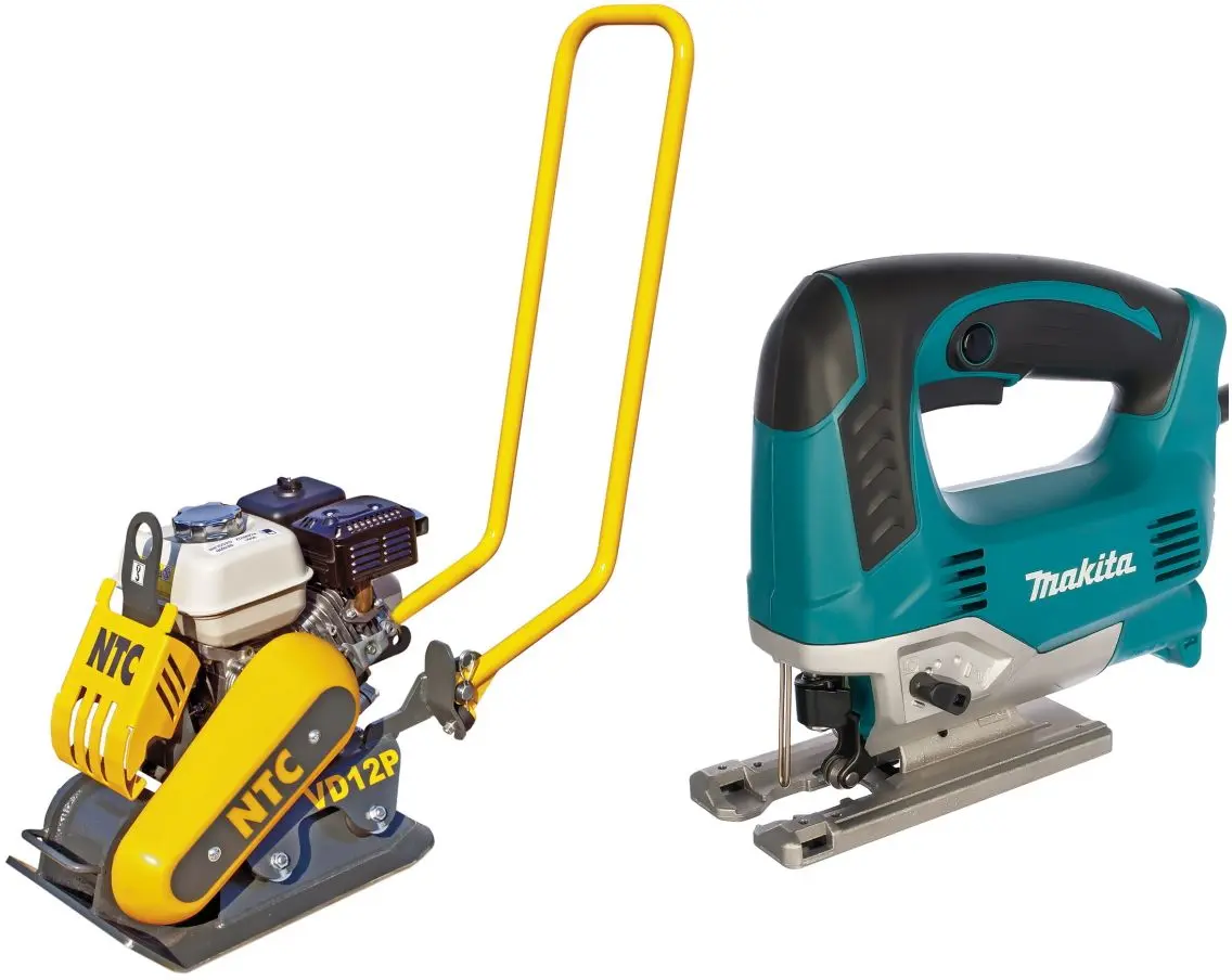 Set placa compactoare pe benzina + ferastrau vertical NTC Praktik VD 12P + JV0600