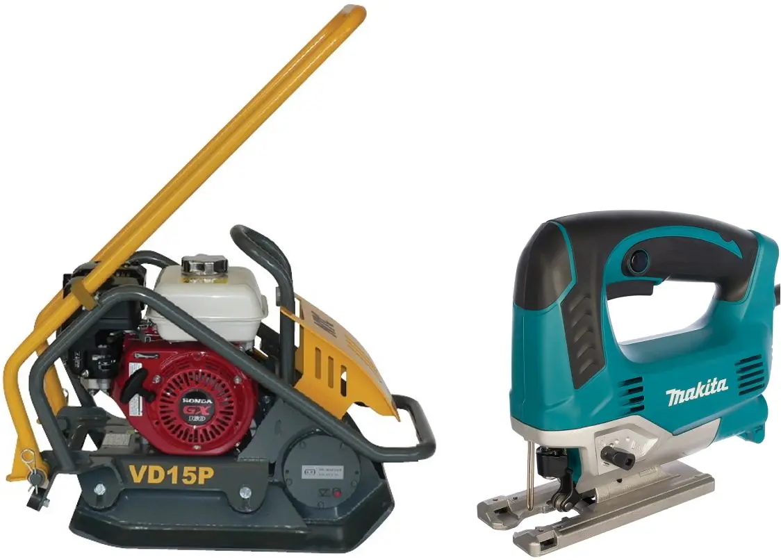 Set placa compactoare pe benzina + ferastrau vertical NT Praktik VD 15P + JV0600