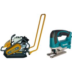 Set placa compactoare pe benzina + ferastrau vertical NTC Praktik VD 18P + JV0600