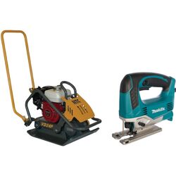 Set placa compactoare pe benzina + ferastrau vertical NTC Praktik VD 24P + JV0600