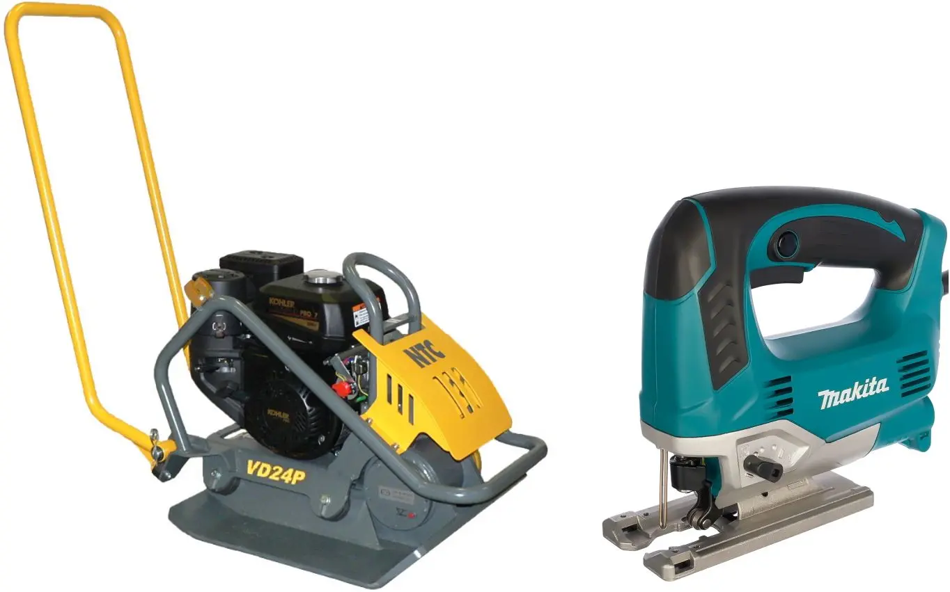 Set placa compactoare pe benzina + ferastrau vertical NTC Praktik VD 24P K + JV0600