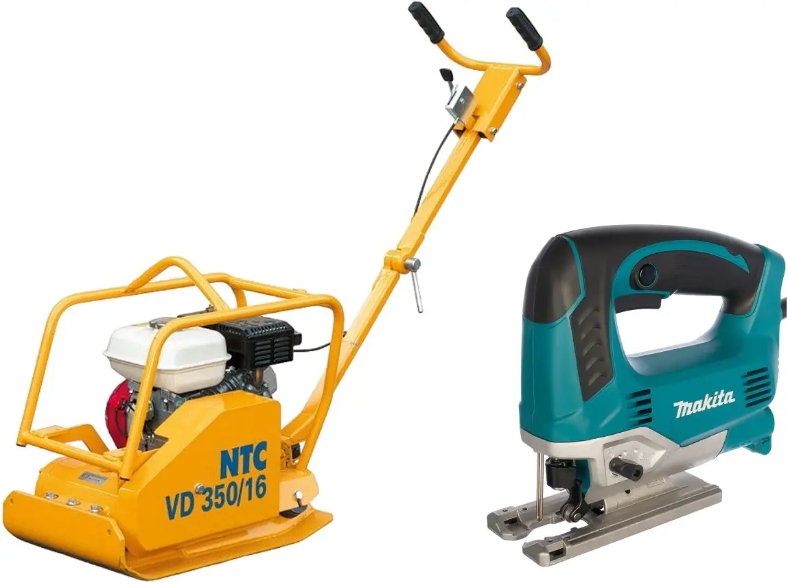 Set placa compactoare pe benzina + ferastrau vertical NTC VD 350/16 + JV0600