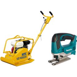 Set placa compactoare pe benzina + ferastrau vertical NTC VD 450/20 + JV0600