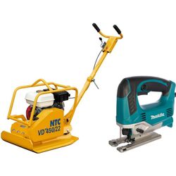 Set placa compactoare pe benzina + ferastrau vertical NTC VD 450/22 + JV0600