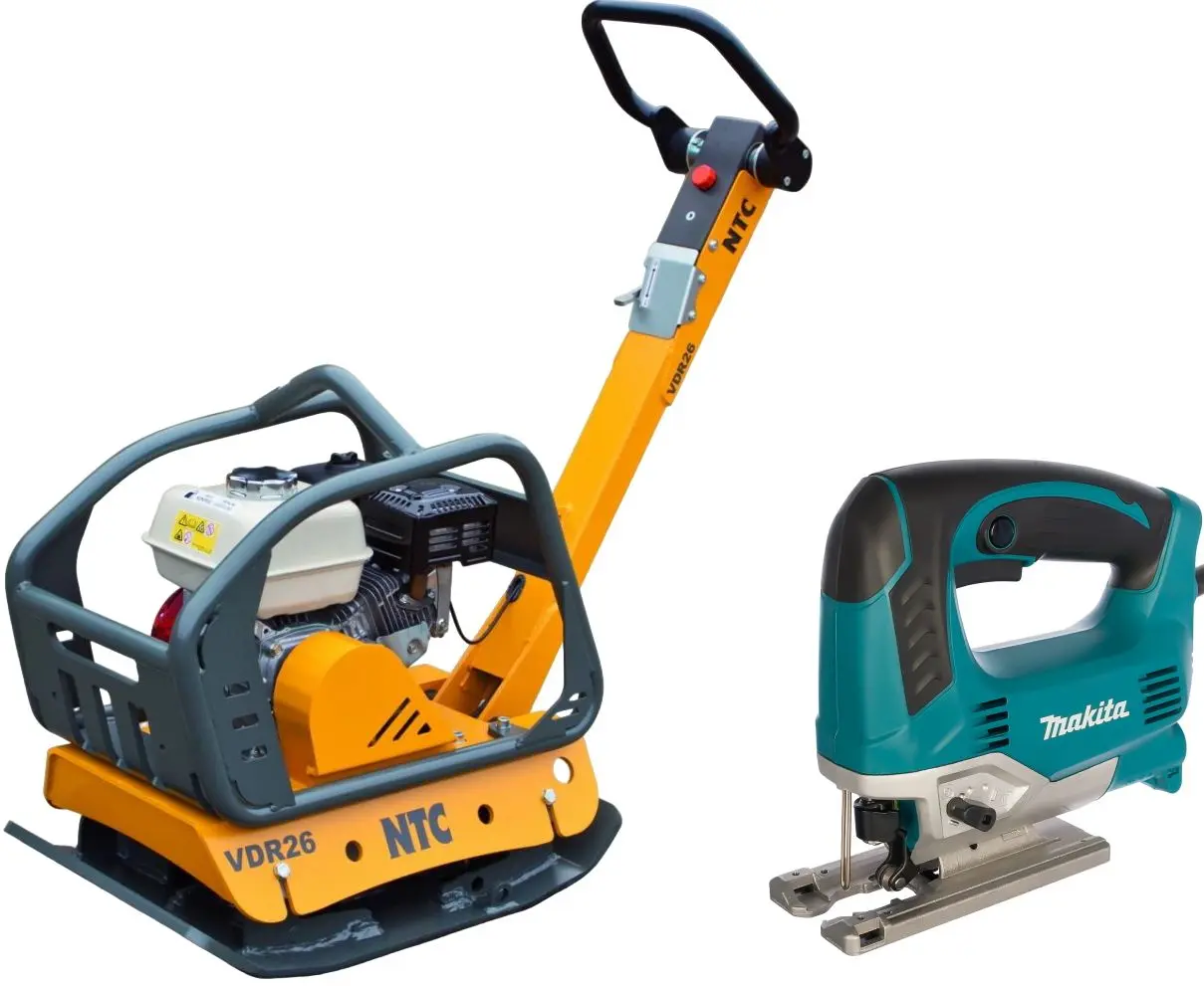 Set placa compactoare pe benzina + ferastrau vertical NTC VDR 26 + JV0600