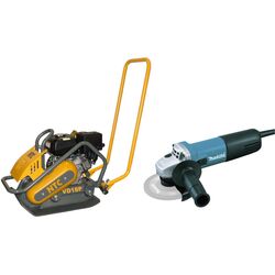 Set placa compactoare pe benzina + polizor unghiular NTC Praktik VD 18P K + 9558HNR