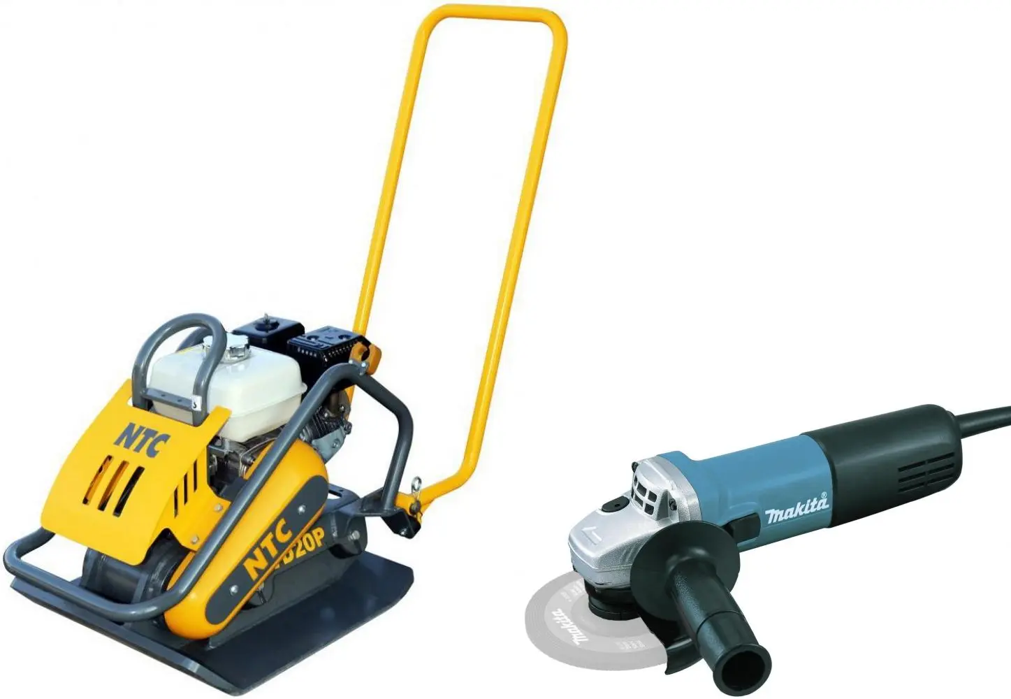 Set placa compactoare pe benzina + polizor unghiular NTC Praktik VD 20P + 9558HNR