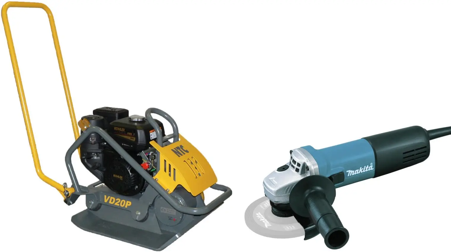 Set placa compactoare pe benzina + polizor unghiular NTC Praktik VD 20P K + 9558HNR