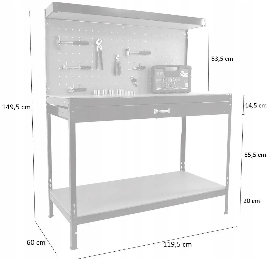 Masa pentru atelier GardenLine GWI3601 (Black/Brown)
