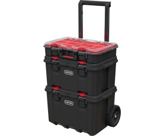 Set cutii pentru instrumente Keter Stack and Roll 52x41x69 cm (Black/Red)