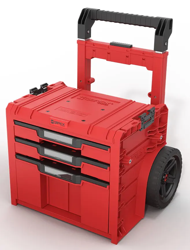 Ящик для инструментов мобильный Qbrick Sistem Pro Cart 2.0 Plus Drawer 3 Red Ultra HD Custom (Red/Black)