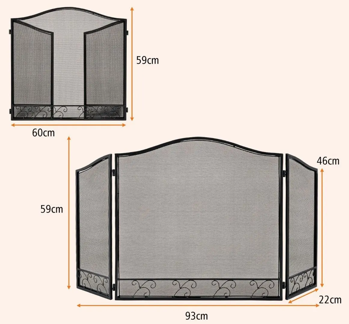 Декоративная заслонка Costway HV10466BK (Black) - 3