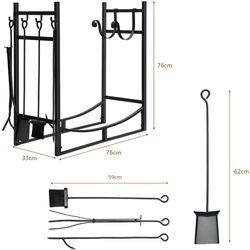 Suport pentru lemne Costway OP70815 (Black) Thumb