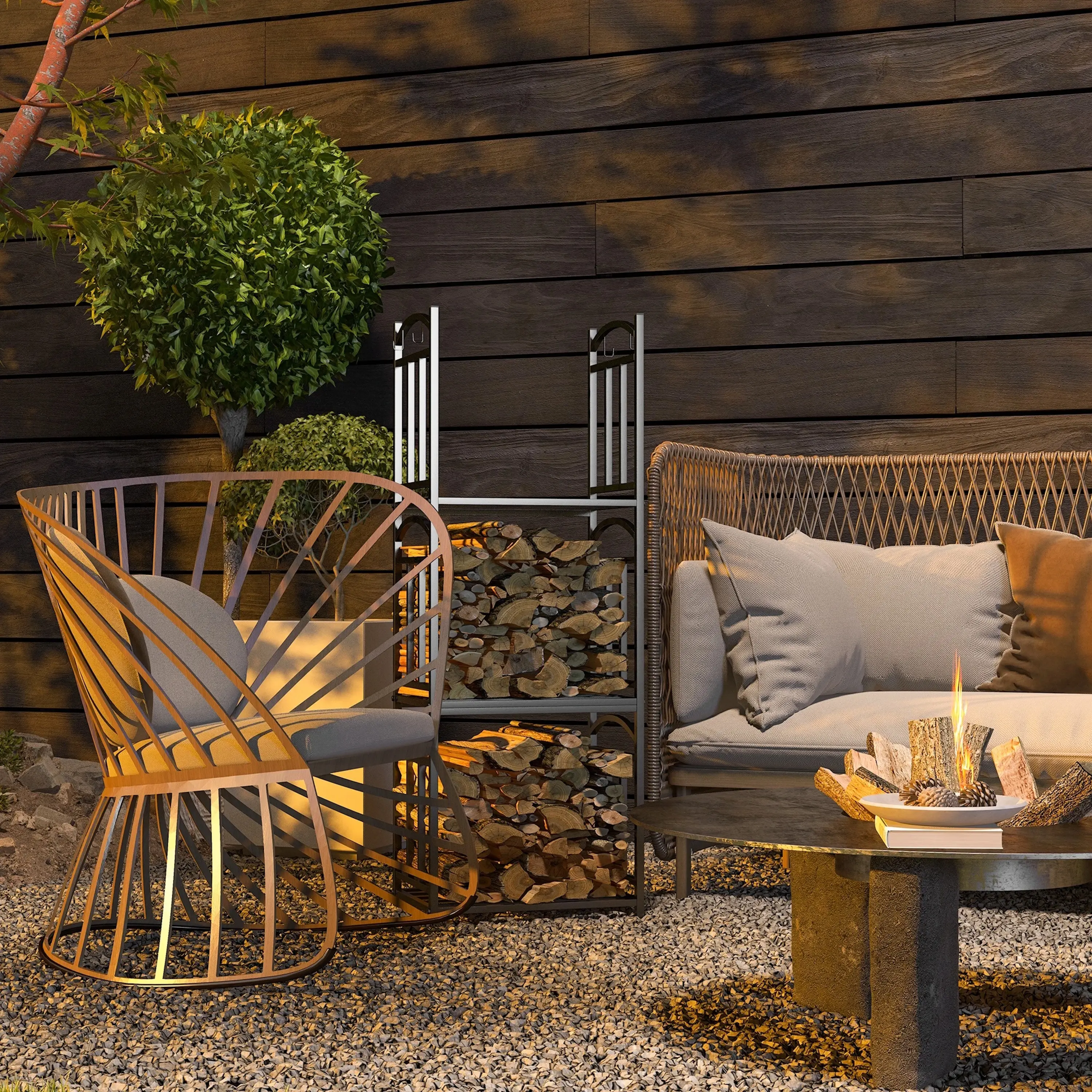 Suport pentru lemne Outsunny 842-322V00BK (Black) - 3