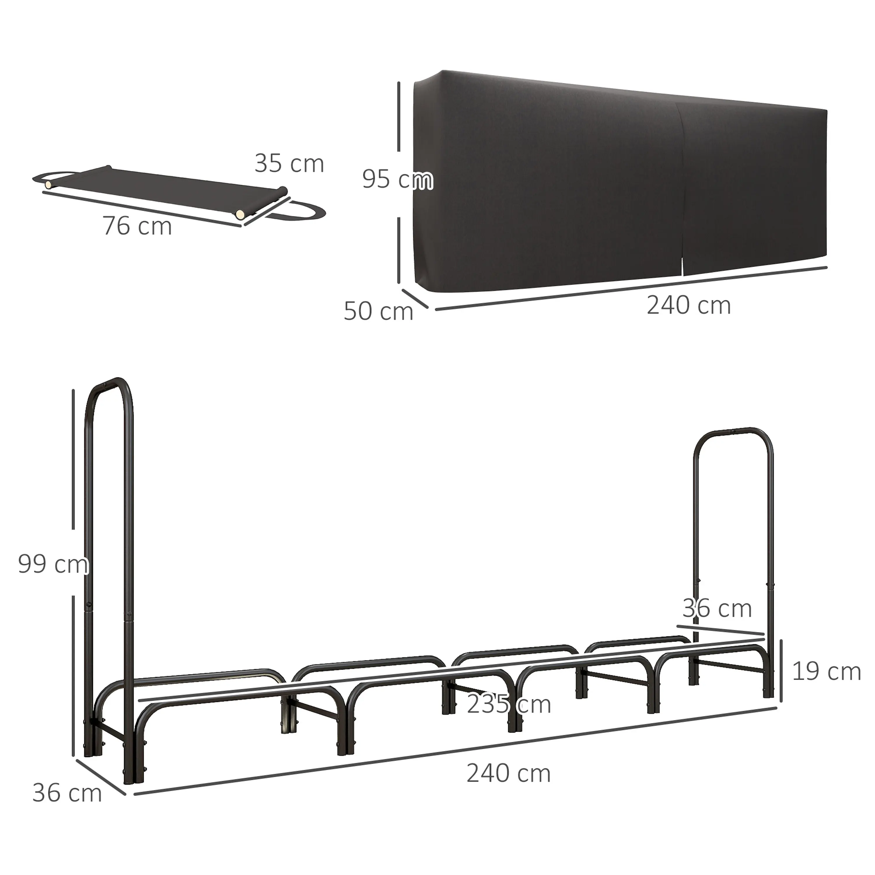 Suport pentru lemne Outsunny 842-347V04BK (Black) - 5