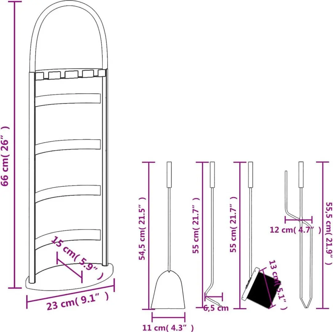 Каминный набор VidaXL 156374 (Black)